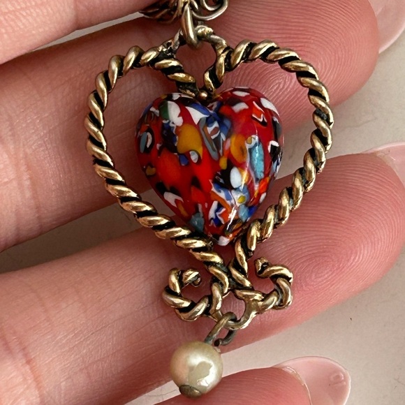 SARAH COVENTRY Gold Heart Murano glass necklace 20 inches 🥰 - Picture 1 of 7